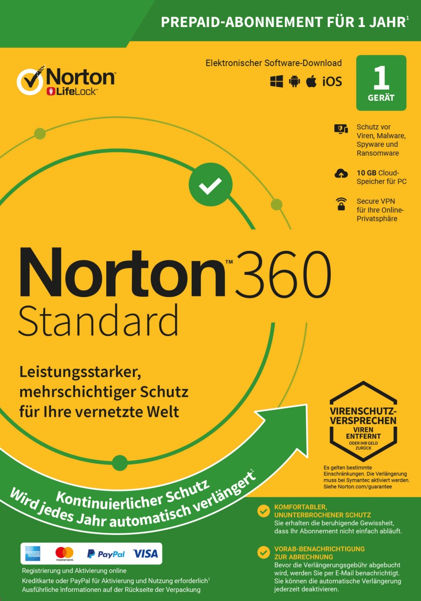 Norton 360 Standard I Kein Abo I 1 Gerät I 1 Jahr - WorldOfKeys2.0