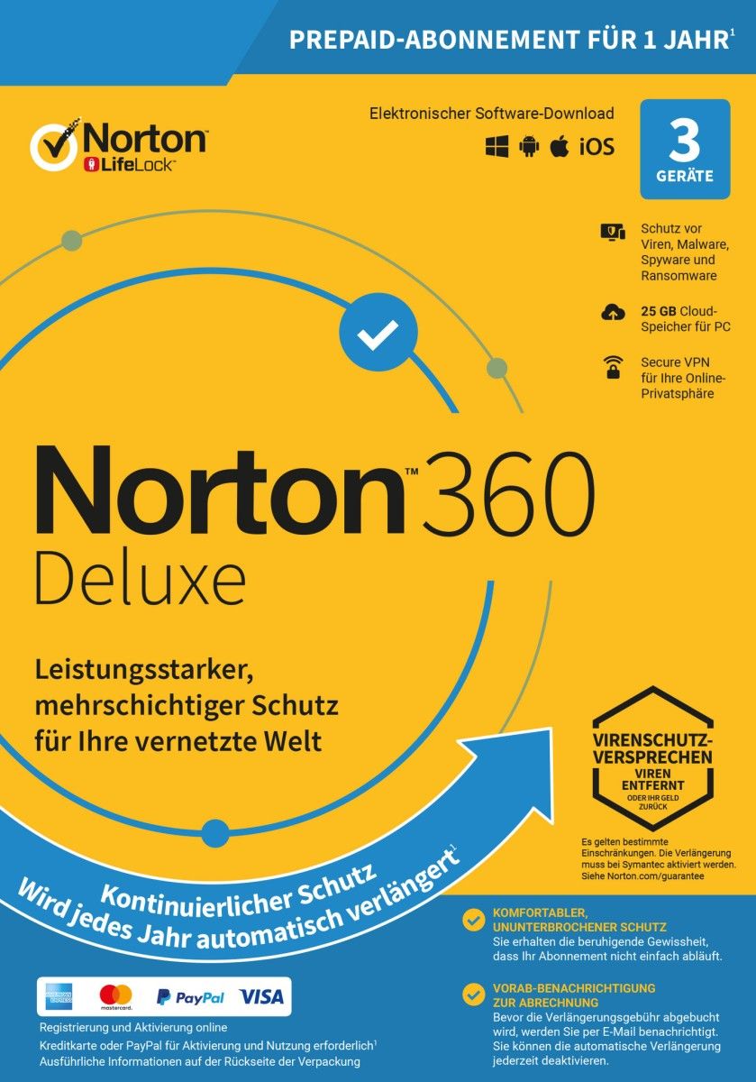 Norton 360 Deluxe I Kein Abo I 3 Geräte I 1 Jahr - WorldOfKeys2.0