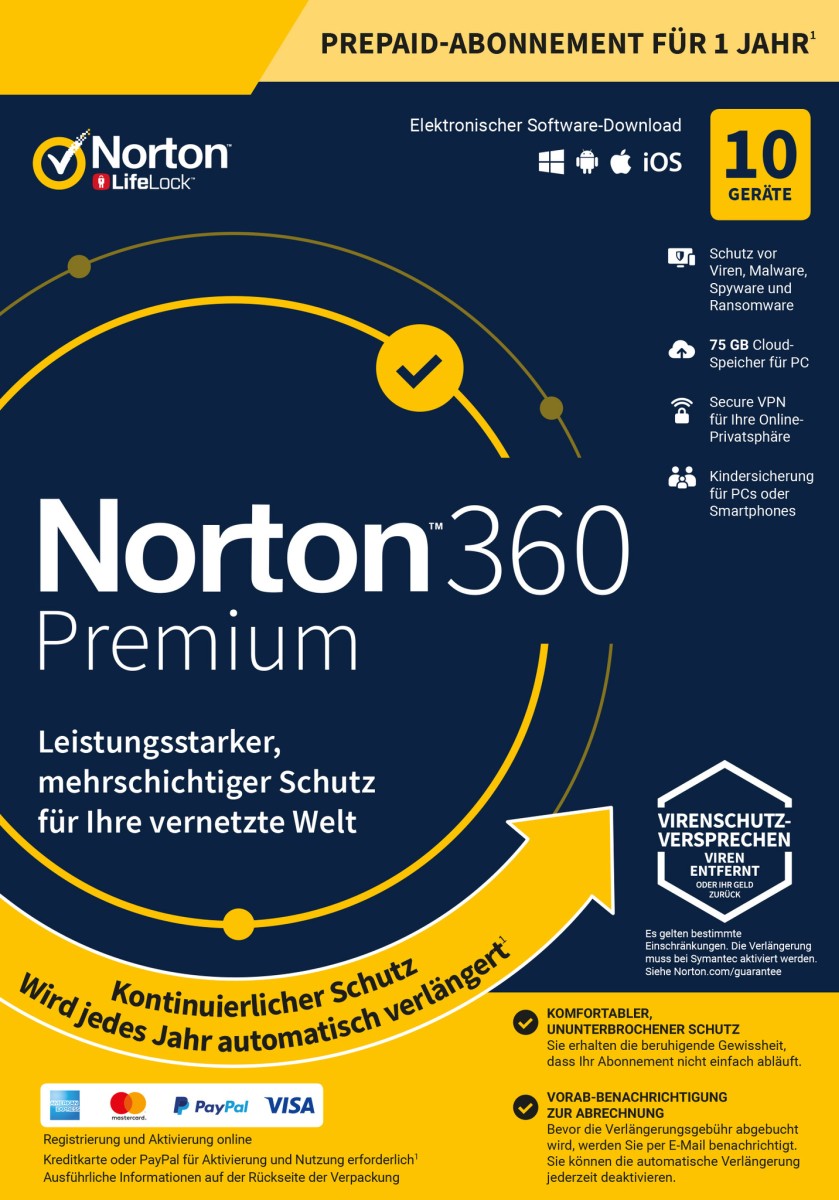 Norton 360 Advanced I Kein Abo I 10 Geräte I 1 Jahr - WorldOfKeys2.0
